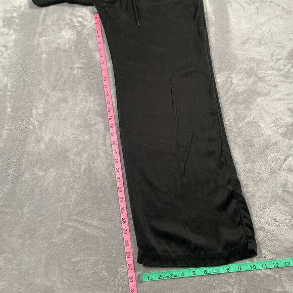 James Perse Pants 4 XL Black Satin Wide Leg Evening Dressy Drawstring Silky - Picture 6 of 7